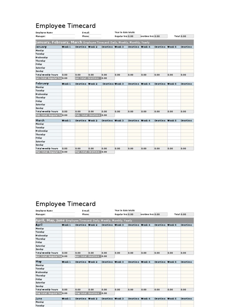 Employee Timecard Overview PDF | PDF | Overtime | Protectionism