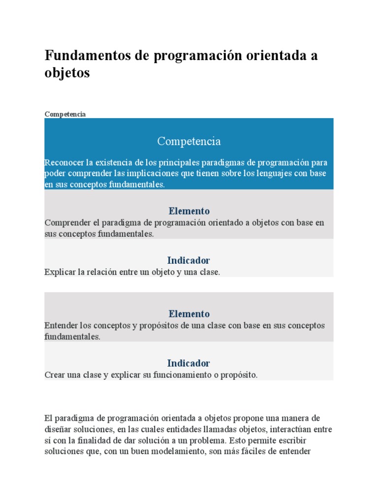 Fundamentos de Programación Orientada a Objetos | PDF | Objeto ...