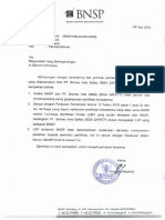 Surat Pemberitahuan TTG Sertifikasi PT. Borneo Indo Safety