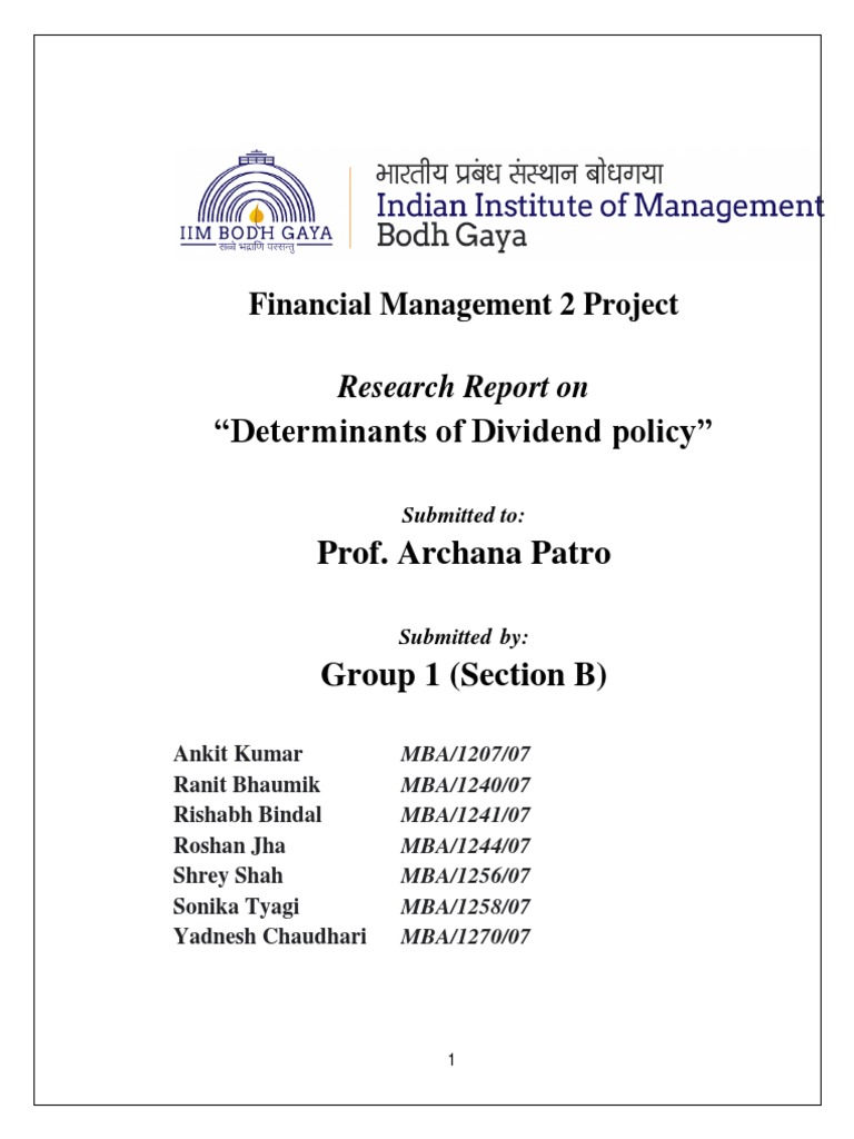 Determinants of Dividend Policy Analysis | PDF | Statistical ...