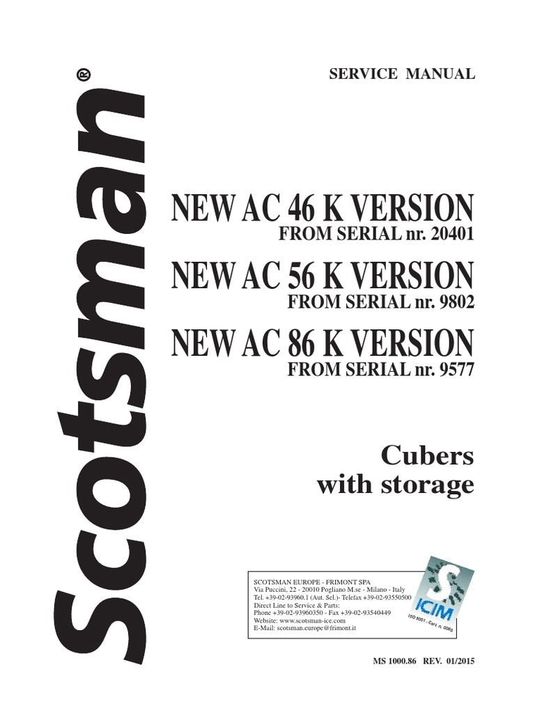 Ice Maker Scotsman AC86Service Manual PDF Thermostat Valve