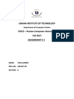 Usman Institute of Technology CS413 - Human Computer Interaction Fall 2017 Assignment # 1