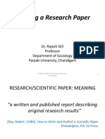 Writing A Research Paper: Dr. Rajesh Gill Professor Department of Sociology Panjab University, Chandigarh