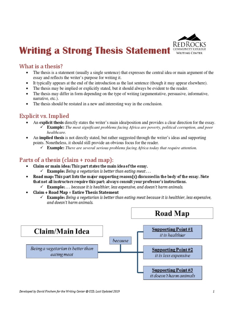 6.3: Developing A Strong, Clear Thesis Statement – QKZIZV