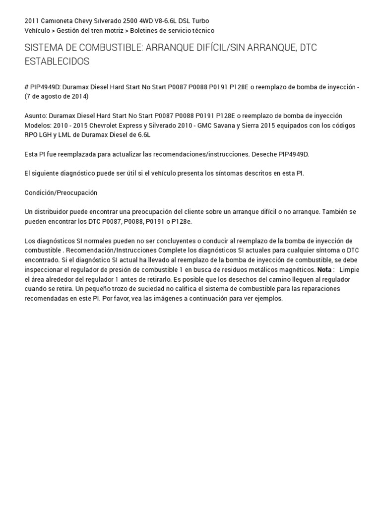 Diagnóstico de Arranque Difícil en Chevy 2500 | PDF | Chevrolet ...