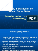Metabolic Integration in The Fed and Starve States: Endocrine Module - Med 7524 (Biochemistry)