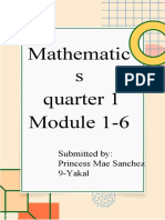 Mathematic S Quarter 1 Module 1-6: Submitted By: Princess Mae Sanchez 9-Yakal