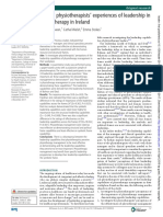 Clinical Physiotherapists' Experiences of Leadership in Physiotherapy in Ireland