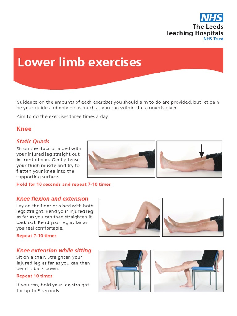 Lower Limb Exercises The Leeds Teaching Hospitals PDF Anatomical