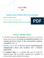 Business Idea, Business Plan and Enterprise