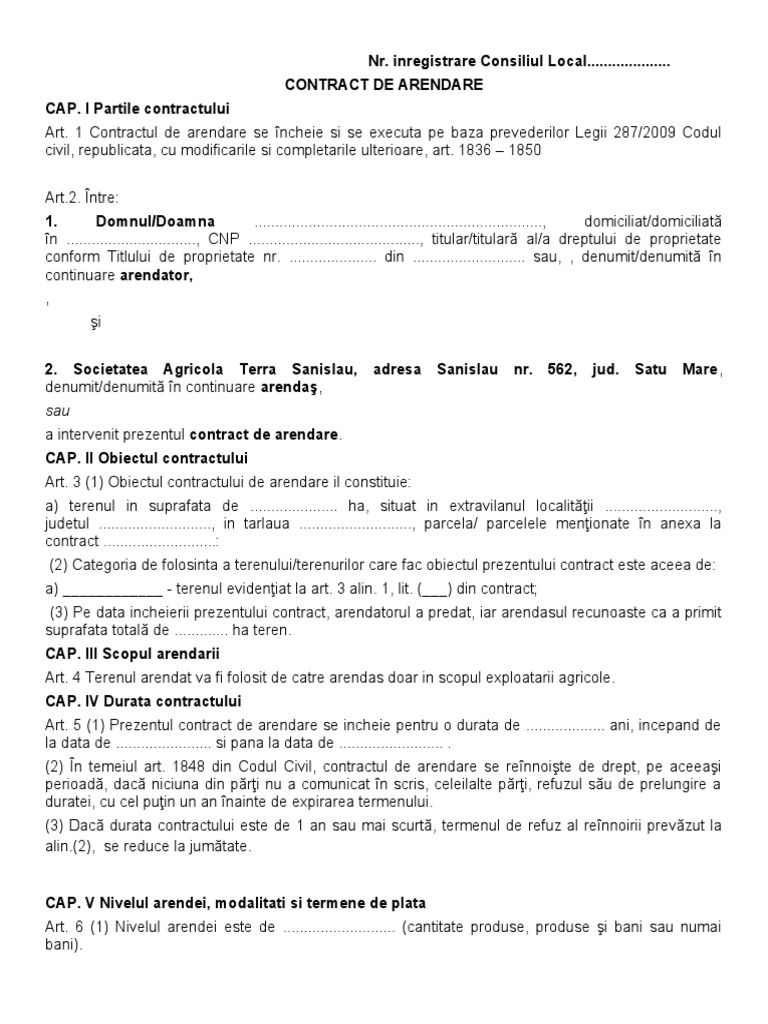 1 - Model Contract Arenda | PDF