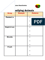 Animal Classification Template (Printable)