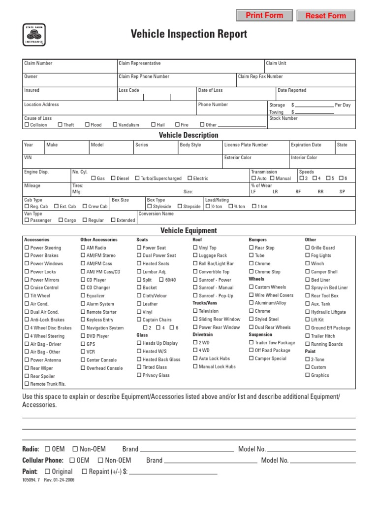 Vehicle Inspection Report Form | PDF | Truck | Trailer (Vehicle)