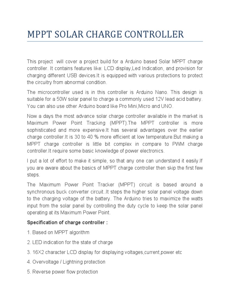 MPPT Solar Charge Controller | PDF | Capacitor | Electrical Engineering