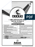JEE (Advanced) - 2021: TEST No. 1A (Paper-1)