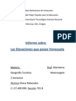 Informe de Geografia Turistica Sobre Las Elevaciones de Posee Venezuela