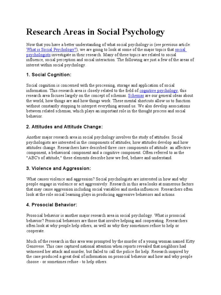 Key Research Areas in Social Psychology | PDF | Social Psychology ...