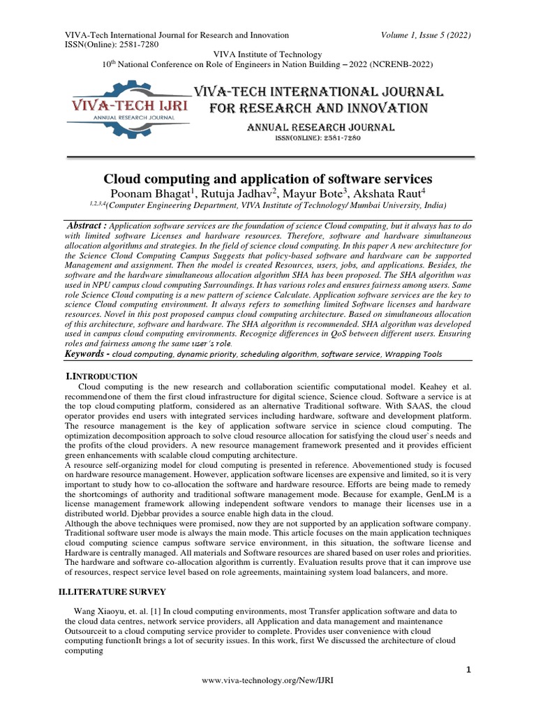 Cloud Computing and Application of Software Services | PDF | Cloud ...