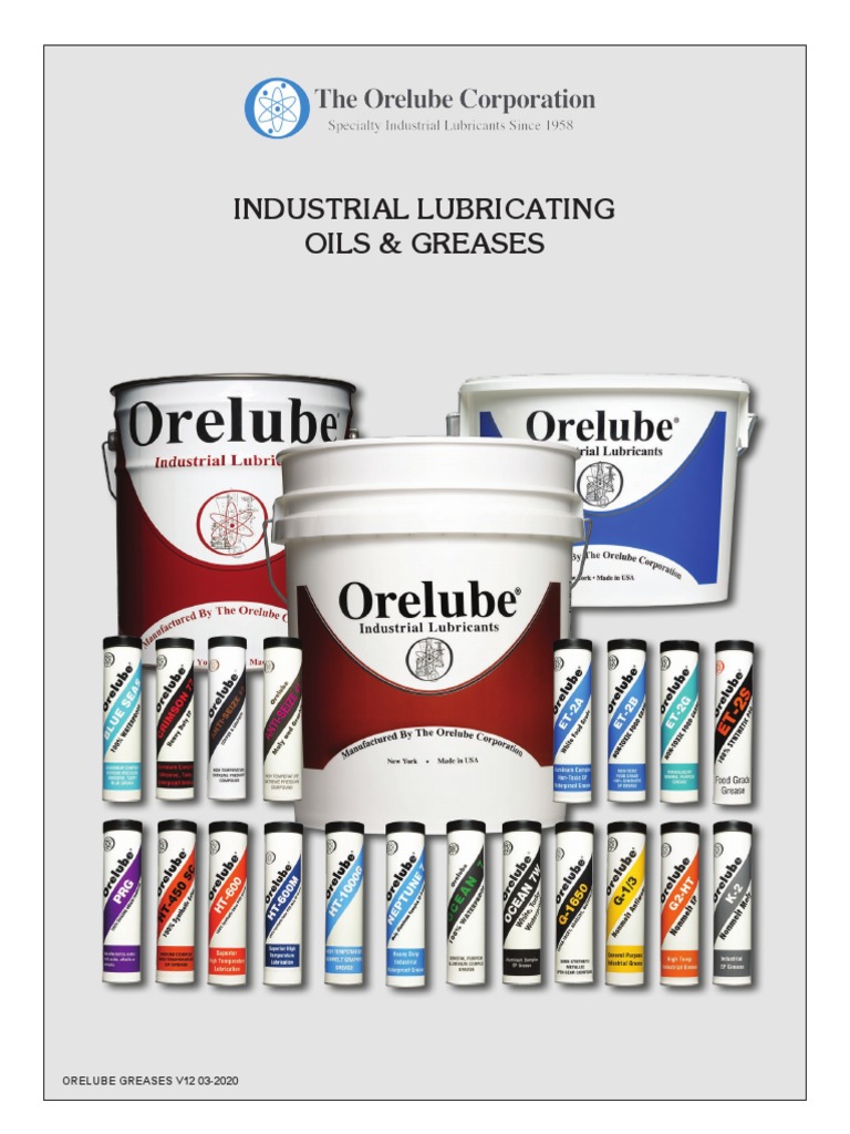 Orelube Industrial Lubricating Oils Greases V13 PDF Lubricant Iso