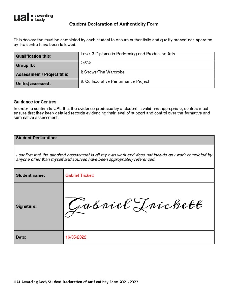 Authentication Form Diploma 1 PDF