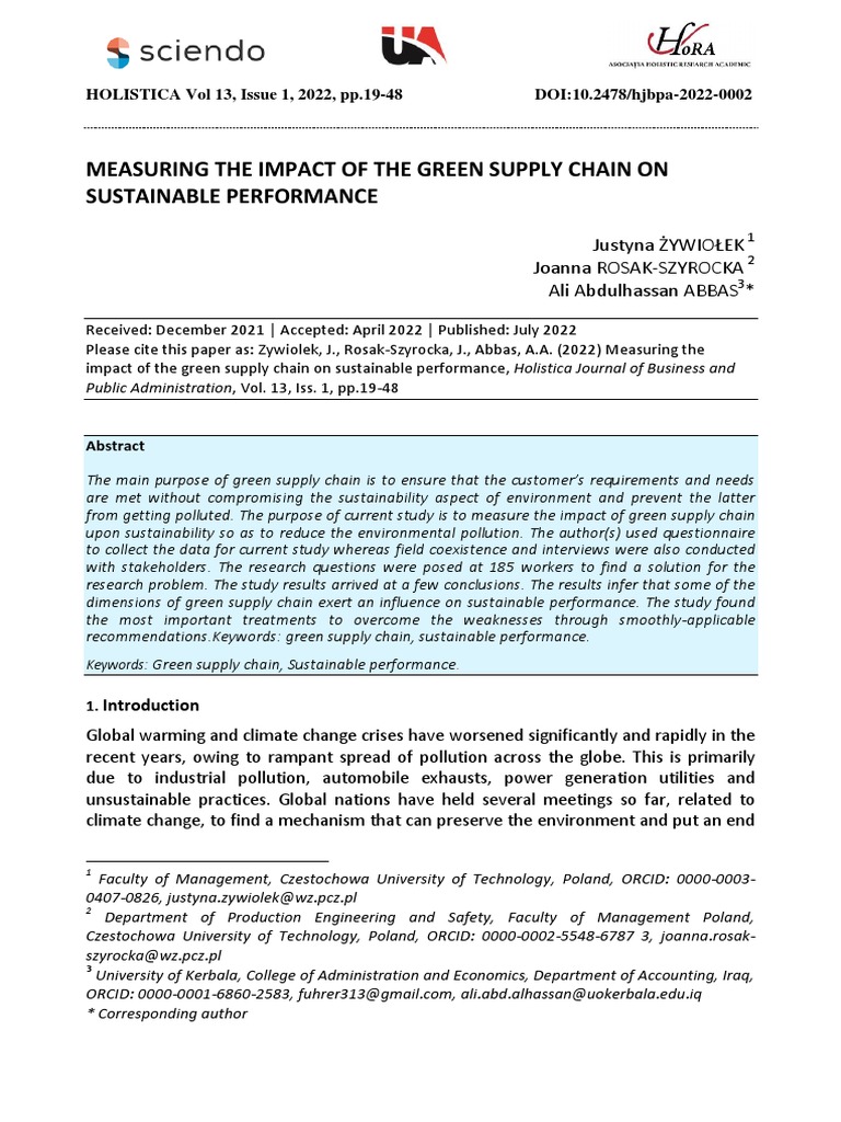 Green Supply Chain's Impact on Sustainability | PDF | Sustainability ...