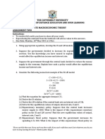 The Copperbelt University Directorate of Distance Education and Open Learning Bec 220: Intermediate Macroeconomic Theory Assignment Two