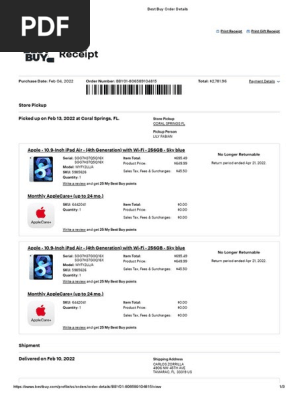 Best Buy Order Details - Apple