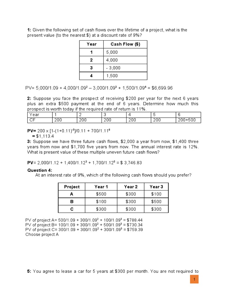 Time Value of Money Problems and Solutions | PDF | Interest | Present Value