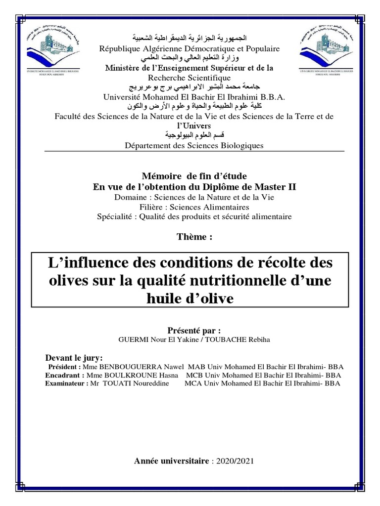 Conditions de récolte des olives et qualité | PDF | Huile d'olive ...