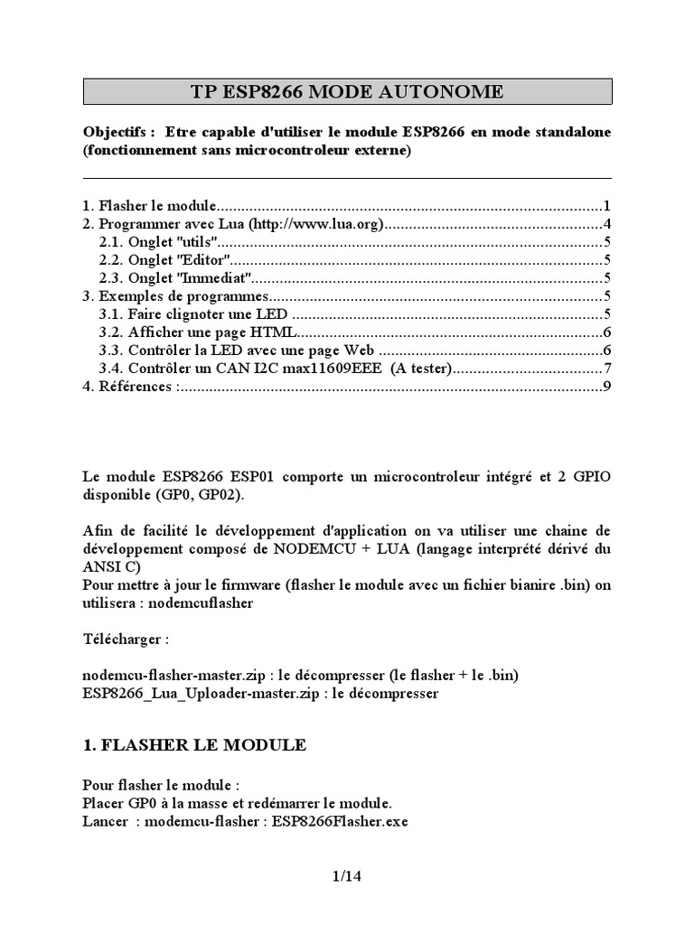 Guide Autonome ESP8266 avec Lua | PDF | Ingénierie informatique ...