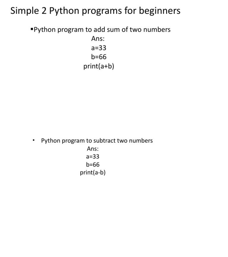 Simple 2 Python Programs For Beginners | PDF