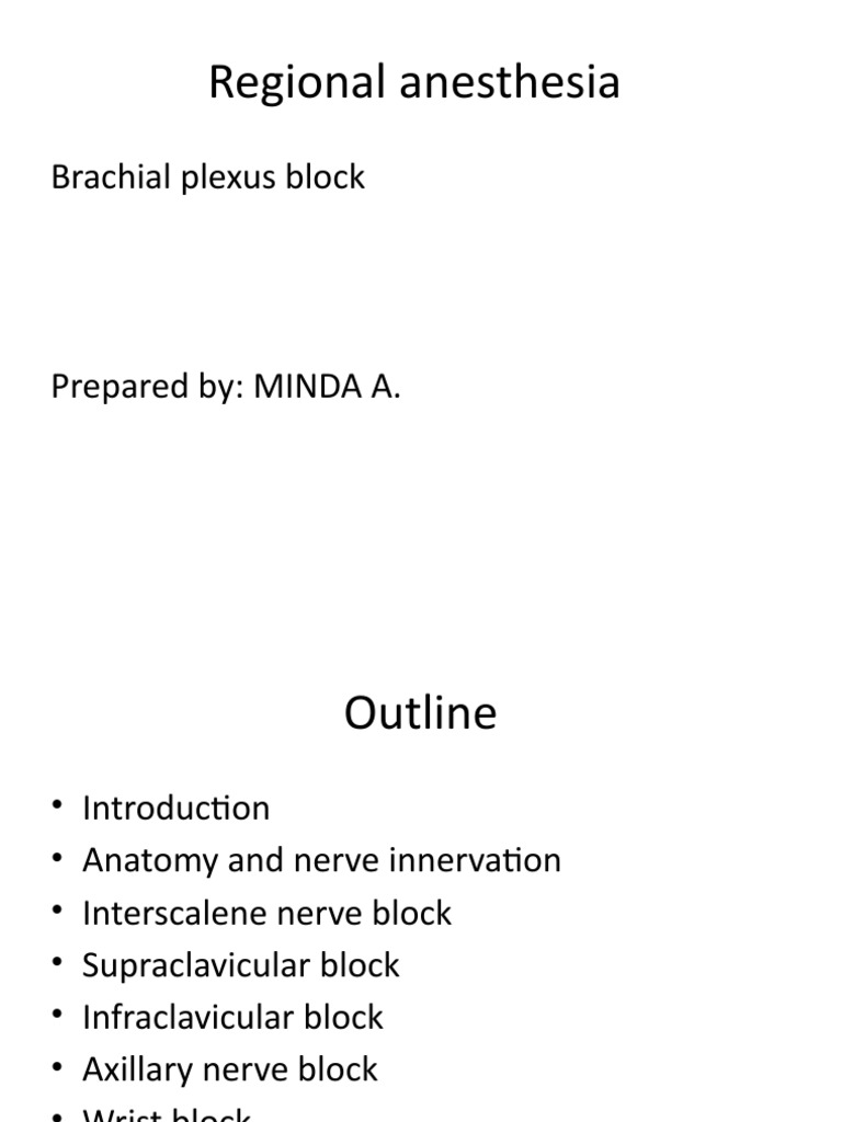 Regional Anesthesia Brachial Plexus Block PDF Arm Anatomical