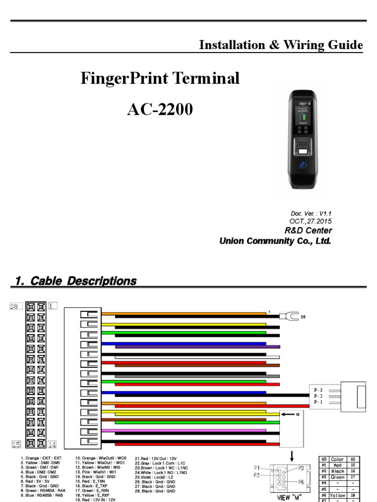 Fingerprint Terminal Ac-2200: Installation & Wiring Guide | PDF ...