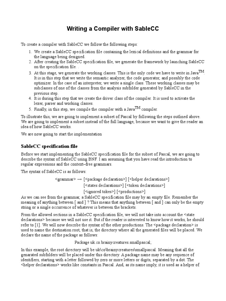 Compiler Design Using SableCC | PDF | Method (Computer Programming ...