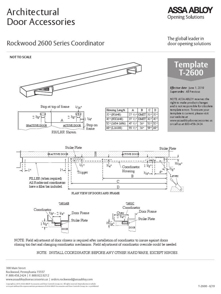 ASSA ABLOY Rockwood 2600 Series Coordinator Template (Reinforce