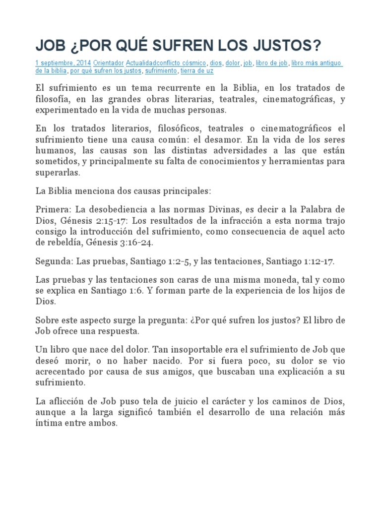 El Sufrimiento de Job y los Justos | PDF | Libro de trabajo | Cristo ...
