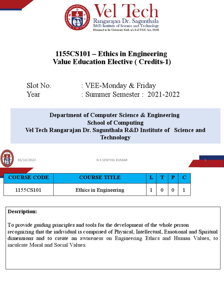 U4 1155CS101 - Ethics in Engineering | PDF | Value (Ethics) | Morality