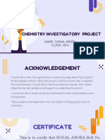 Chemistry Investigatory Project: Name: Sonal Arora Class: Xii A