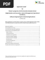 Application Guide Hof University Graduate School