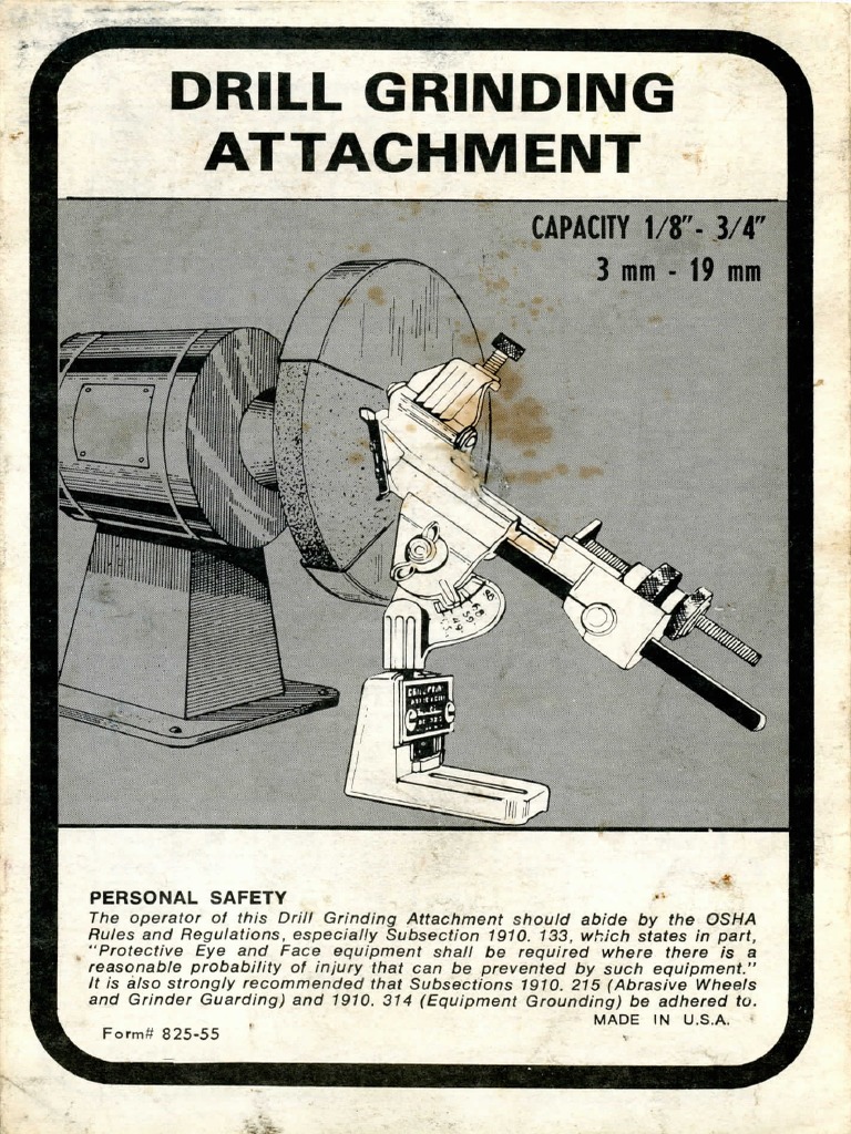 Drill Grinding Attachment Instructions | PDF | Grinding (Abrasive ...