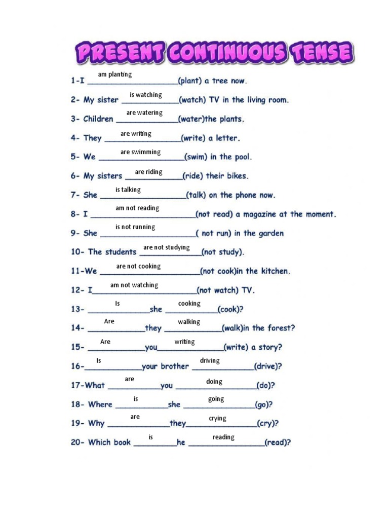 Present Continuous Tense | PDF