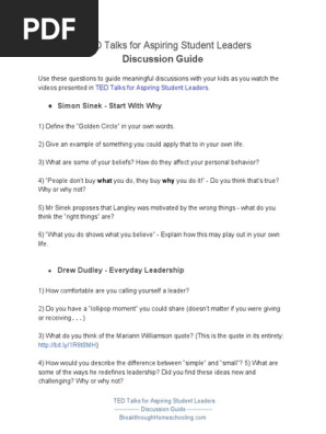 Discussion Guide TED Talks for Aspiring Student Leaders