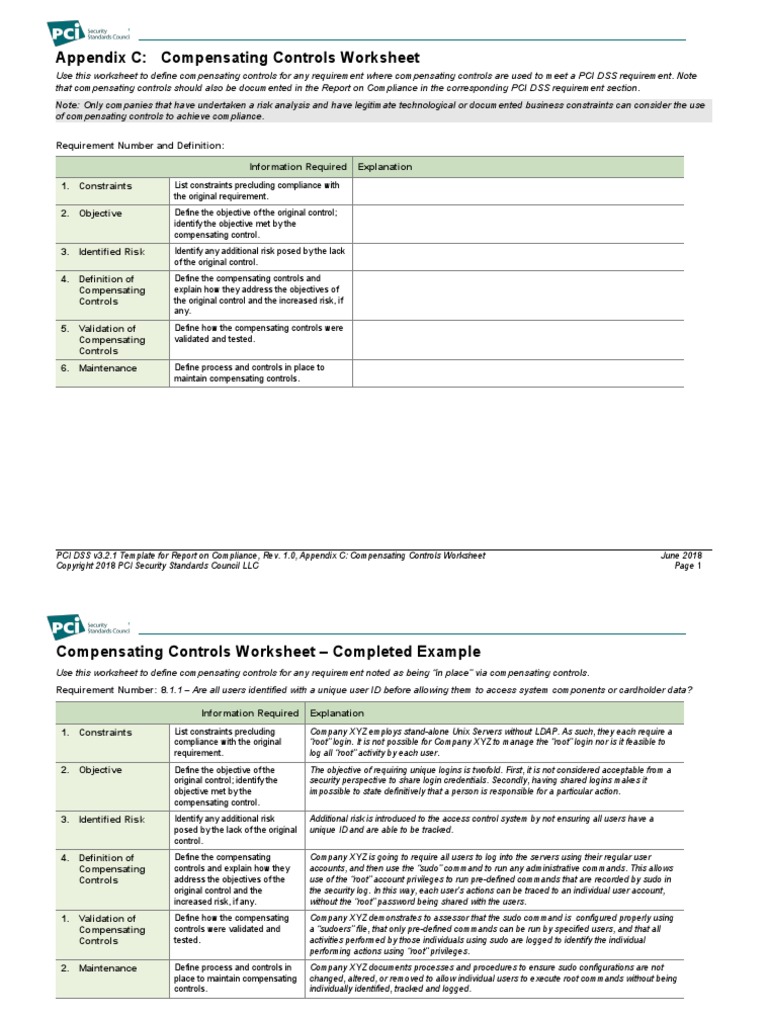 Compensating Controls Worksheet | PDF | Superuser | Payment Card