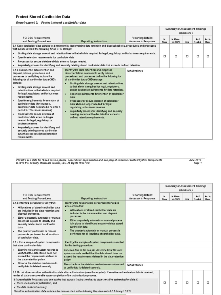 PCI DSS v3 2 1 ROC S6 R3 Protect Stored Cardholder Data PDF Key
