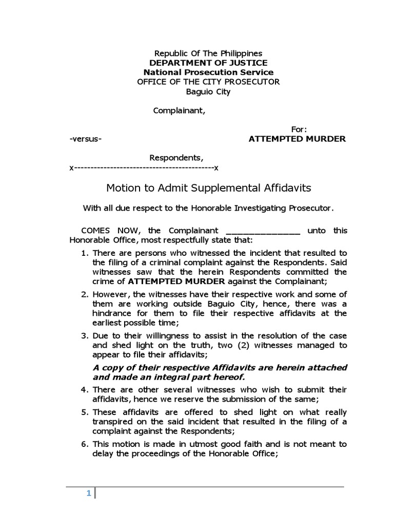 Motion To Admit Supplemental Pleading PDF