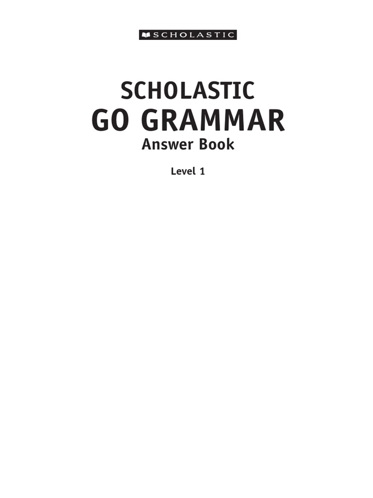 Scholastic Go Grammar 1 Answer Key PDF