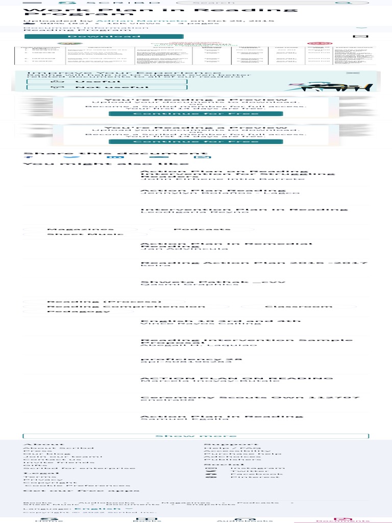 Work Plan in Reading Program PDF Reading (Process) Reading ...