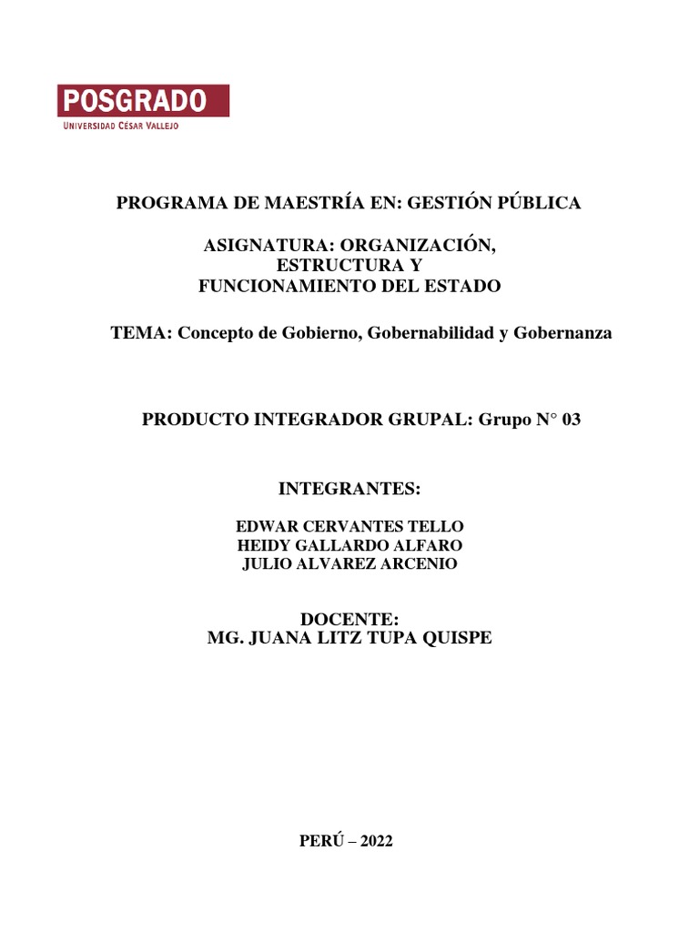 Gobierno Gobernabilidad Y Gobernanza Pdf Gobernancia Democracia