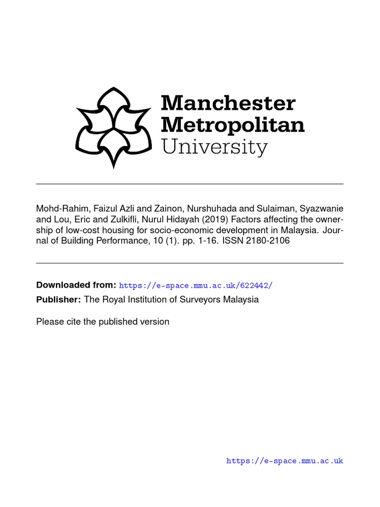 Low-Cost Housing Ownership in Malaysia | PDF | Affordable Housing ...