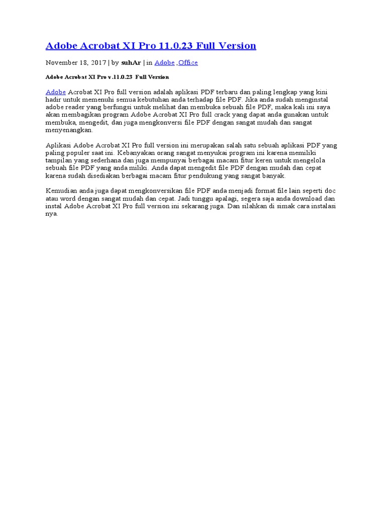 Download Adobe Acrobat XI Pro Full Crack | PDF